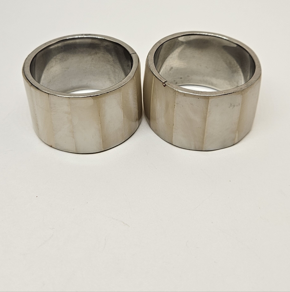 Mother of Pearl MOP Napkin Rings Set Of 2 Vintage